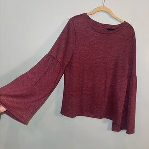 Lucky Brand Burgundy Bell Sleeve Top